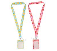 Uonlytech 2Pcs Fruit Pattern Work Card Holder with Detachable Lanyard Portable Id Badge Holder Id Card Cover for Office School and Daily Use