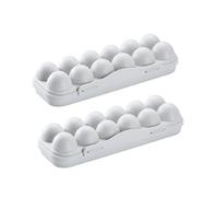 Uonlytech 2pcs Gray Plastic Egg Storage Boxes 12-compartment Egg Holder Tray for Fridge Carrier Container with Impact-resistant Design for Kitchen Preservation and Organization