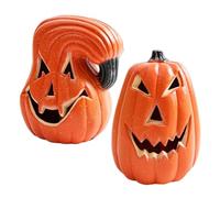 Uonlytech 2pcs Halloween Pumpkin Lamp Fall Pumpkin Lantern LED Jack- O Lights Luminous Skull Scary Adornments for Home Table Garden Yard Patio Decor