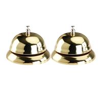 Uonlytech 2pcs Hand Press Call Bell Golden Restaurant Service Bells Game Answer Ring Reception Counter for Office and Hospitality
