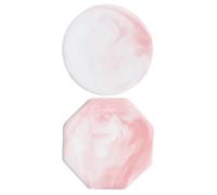 Uonlytech 2pcs Heat Resistant Marble Pattern Seal Wax Plate Mat, Pink Round Octagonal Ceramic Backing Pads for Wax Seal Stamp, Craft Adhesive Waxing Coasters for Home and Crafting