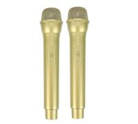 Uonlytech 2pcs Kids Microphone Toy: Plastic Fake Mic For Speech Practice - Christmas Pretend Play Prop Gold - Halloween Stage Karaoke Singer Costume Party Favor