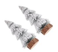 Uonlytech 2Pcs Mini Artificial Christmas Trees 20Cm Desktop Tabletop Xmas Decorations with Flocked Pine Needles for Home Party Decor