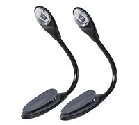 Uonlytech 2pcs Mini Led Book Clip Lamp Battery Operated Reading Light for Bed Clip Booklight Button Batteries Included