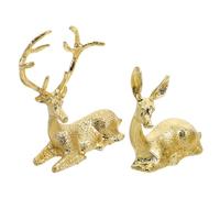 Uonlytech 2Pcs Mini Nordic Style Reindeer Figurines Decorative Animal Statues for Living Room Entryway Table Centerpiece Home Bar Ornament Set