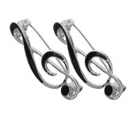 Uonlytech 2pcs Music Note Brooch Pin Alloy Enamel Lapel Pins for Women Men, Silver Musical Jewelry Accessories for Choir, Wedding, Shirt, Sweater Decoration