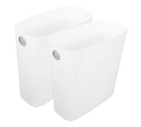 Uonlytech 2Pcs Narrow Trash Can White Plastic Wastebasket Open Top Garbage Bin for Kitchen Bathroom Office Bedroom Space-Saving Dustbin