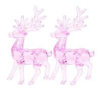 Uonlytech 2Pcs Pink Acrylic Christmas Elk Hanging Ornaments Xmas Tree Decoration Elk Pendant Holiday Party Favors Hanging Xmas Decor