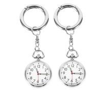 Uonlytech 2pcs Silver Hanging Nurse Watches for Men and Women with Comfortable Zinc Alloy and Glass Design, Dust-Free Timing Pocket Watches Suitable for Students Exam and Professionals