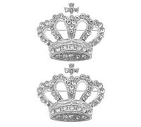 Uonlytech 2PCS Small Crown Brooch Pins 4x3cm Zircon Alloy Rhinestone Lapel Badge Sparkle Decorative Scarf Brooch for Wedding Party and Women Accessories