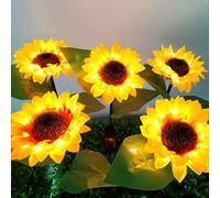 Uonlytech 2PCS Solar Path Light Vintage Sunflower Waterproof Standing Solar Garden Stake Lights LED Light Pathway Garden Outdoor Yard Decor
