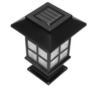 Uonlytech 2Pcs Solar Post Light Outdoor Solar Powered Pillar Lights with Pier Mount Base Solar Post Lantern for Garden Gate Column Driveway (Black)