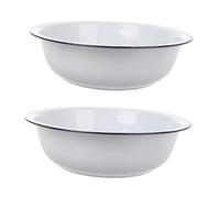 Uonlytech 2pcs Thickened White Enamel Mixing Bowls for Kitchen and Bathroom Vintage Inspired Wash Basins for Washing Vegetables Dough Kneading Food Preparation Classic Retro Design