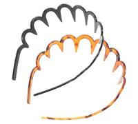 Uonlytech 2pcs Wavy Hair Headbands with Teeth for Women Plastic Hair Hoops in Amber and Black for Washing Face and Makeup and Outdoor Use