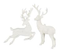 Uonlytech 2Pcs White Reindeer Christmas Pendant Set with Snowflake and Angel Wings, Xmas Tree Ornaments Holiday Household Decorations