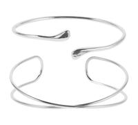 Uonlytech 2pcs Women Arm Jewelry Minimalist Cuff Bangle Bracelet Adjustable Open Arm Band Set For Wedding Party Christmas Formal Events Silver