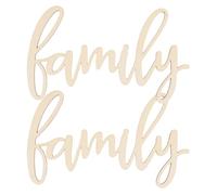 Uonlytech 2pcs Wood Family Letters Hanging Plaques Rustic Wood Word Sign Home Plaque Wall Decoration for Housewarming and Party