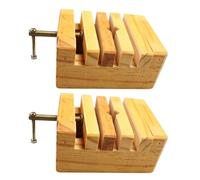Uonlytech 2pcs Wood Vise Seal Clamp Khaki Wooden and Metal Practical Fixing Stone Carvings Tool for Carpenters Handy Craft Use Creative Handicraft Sculptures