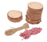 Uonlytech 30 Pcs Natural Unfinished Wood Slices with Jute Cotton Strings Smooth Pine Circles Thick for DIY Crafts Wedding Decorations Painting and Hanging Ornaments