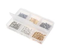 Uonlytech 300pcs Half Round Metal Crimp Covers End Caps for Jewelry Making, C-Shaped Bead Knot Covers with 6-Compartment Rectangular Storage Box, Suitable for DIY Bracelet and Necklace