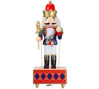 Uonlytech 32Cm Blue Wooden Nutcracker Music Box Christmas Musical Ornament for Home Decor Xmas Nutcracker Shaped Musical Box
