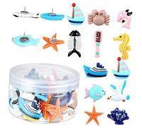 Uonlytech 36pcs Ocean Theme Cork Board Push Pins Seahorse Sailboat Fish Designs Decorative Bulletin Board Thumbtacks for Office and Diy Desk Accessories for Women