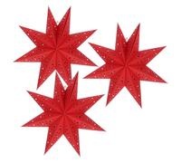 Uonlytech 3pcs Christmas Paper Star Lanterns Hanging Lampshade for LED Light Wedding Birthday Party Celebration Decor Red