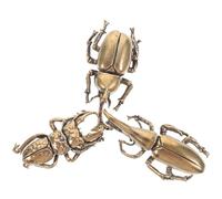 Uonlytech 3pcs Copper Simulation Beetle Decorations Desktop Beetle Ornament Brass 2.75x1.26x0.59in Vintage Finish Not Easy to Knock over Home Office Decor