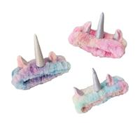 Uonlytech 3pcs Coral Fleece Headbands Unicorn Shape Elastic Makeup Headbands Creative Sweet Style Keep Hair from Getting Wet Securely Keep Hair Back for Face Washing