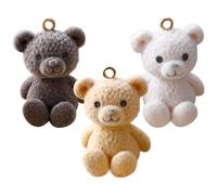 Uonlytech 3pcs Cute Plush Bear Charms Pendant Set for DIY Jewelry Making, Earring and Bracelet Accessories in Coffee, White, and Beige Colors