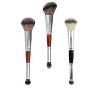 Uonlytech 3pcs Double-head Eyeshadow Stick Makeup Brush Portable Precise Application Wooden Handle Fiber for Professional Make-up Artist and Lady Home Use
