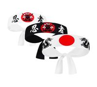 Uonlytech 3Pcs Japanese Samurai Headbands Ninja Karate Headbands for Men and Women Japanese Cooking and Karate Accessories Decorative Sport for Training and Costume