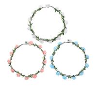 Uonlytech 3Pcs LED Flower Headbands Luminous Light Up Floral Crowns Wedding Hair Accessories for Women and Flower, Vacation Hairbands in White, Pink, and Blue