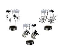 Uonlytech 3pcs Spinning Tea Light Holder Reindeer Snowflake Rotating Candle Holder Metal Candlesticks Table Centerpiece Desktop Decorations for Christmas Birthday Party Home (No Candle)