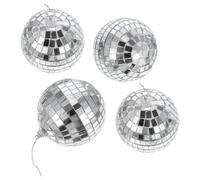 Uonlytech 4 Pieces 8CM Small Disco Ball Set, Reflective Glass Sphere Party Decorations for 90s Theme, Bar Mirror Balls for Performance Stage and Dessert Table Embellishments