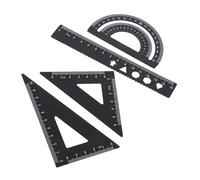 Uonlytech 4PCS Aluminum Alloy Ruler Set with Triangle Protractor and Straight Rulers for Students and Engineers Precise Metal Drafting Tools for Geometry Architecture School Office Use