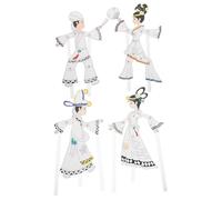 Uonlytech 4pcs Chinese Shadow Puppet Craft Kit for DIY Traditional Figures with Coloring Safe Materials Enhances Cultural Learning and Family Interaction Through Creative Puppet Crafts