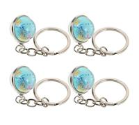 Uonlytech 4pcs Globe Keychain Transparent Glass Planet Pendant with Zinc Alloy Charm Ultra-portable Backpack Accessory Space Party Favors and Traveler