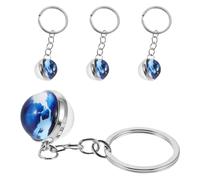 Uonlytech 4Pcs Mini Globe Keychains Set - Small World Map Glass Ball Pendants with Key Rings, Decorative Earth Planet Keyrings for Travel and Party Favors