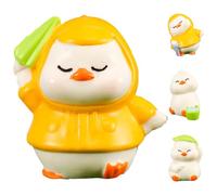 Uonlytech 4pcs Miniature Resin Duck Figurines Set - Micro Landscape Garden Ornaments with Raincoat, Leaf, Bucket, and Umbrella Ducks - Tiny Decorative Animal Statues for Desktop and DIY