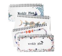 Uonlytech 4pcs Portable Spiral Notebook Set Weekly Monthly Undated Planner Pocket Sized Journal for Home School Office with Elegant Prints and Wirebound Design