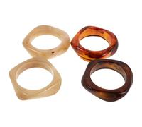 Uonlytech 4pcs Women's Wide Acrylic Chunky Bangles Bracelets Exaggerated Irregular Geometric Cuff Set in Amber, Dark Brown, Milk Tea, Beige Vintage Style Wristbands for Celebrations and