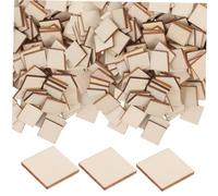 Uonlytech 500pcs Natural Wooden Square Slices for Painting Engraving DIY Crafts Unfinished Wood Cutouts with Visible Grain for Artistic Projects and Holiday Decorations