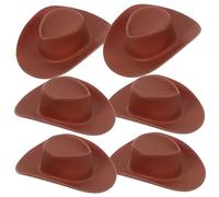 Uonlytech 50Pcs Miniature Cowboy Hats for Dolls Durable Decorative Tiny Brown Western Hats for Dollhouse Party Props DIY Craft Accessories Classic Style for Doll Costume