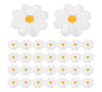 Uonlytech 50Pcs White Daisy Embroidered Fabric Patches Small Floral Appliques Sew-On Decorations for Clothing Jackets Bags Hats DIY Sewing Repair