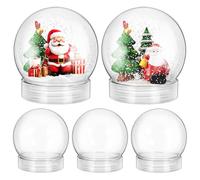 Uonlytech 5Pcs DIY Plastic Snow Globe Kit 150Ml Fillable Snow Globe Balls with Screw Cap for Winter Craft and Christmas Decoration