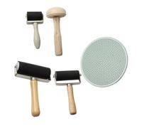 Uonlytech 5pcs Ink Rubbing Tool Set with Wooden Mushroom and Rubber Rollers for Block Printing Stamping and DIY Art Craft Projects and Lightweight Printmaking Supplies