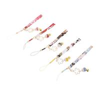 Uonlytech 5pcs Japanese Maneki Neko Phone Charms Set Bell, Lucky Cat Keychain Pendant Feng Shui Ornament for Mobile Phones and Keys, Kawaii Accessories