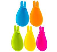 Uonlytech 5pcs Silicone Rabbit Tea Bag Holder Set, Tea Accessory with Spoon Holder Function, Securely Clips to Cup, Assorted Colours for Home and Party Use