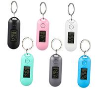 Uonlytech 6 Pcs Digital Keychain Pocket Watches with Silent Exam Mode Portable Electronic Watches Luminous LCD Display for Student Study and Daily Timekeeping